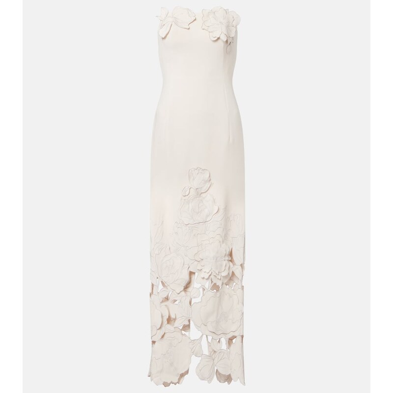 Leo Lin Rayna floral-appliquÃ crÃªpe maxi dress
