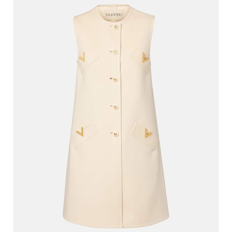 Valentino VGold wool and cashmere minidress