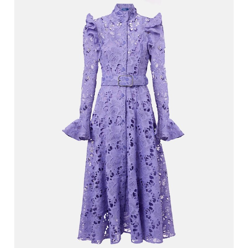 Leo Lin Aliyah floral ruffled lace midi dress