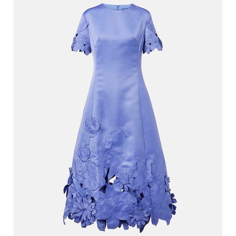 Leo Lin Caroline floral-appliquÃ satin midi dress