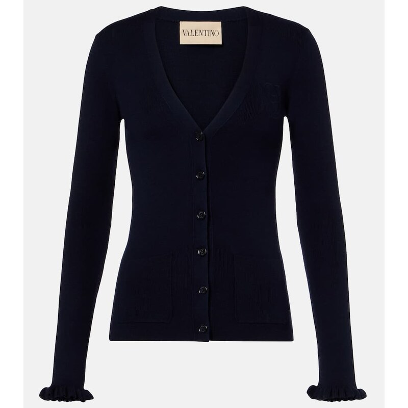 Valentino Ruffled virgin wool cardigan
