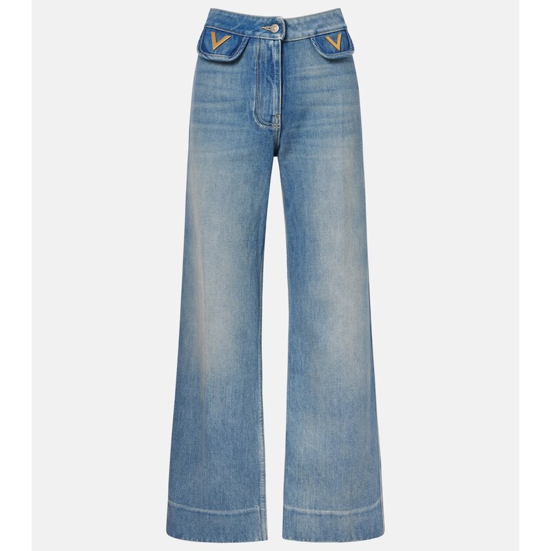 Valentino VGold mid-rise wide-leg jeans
