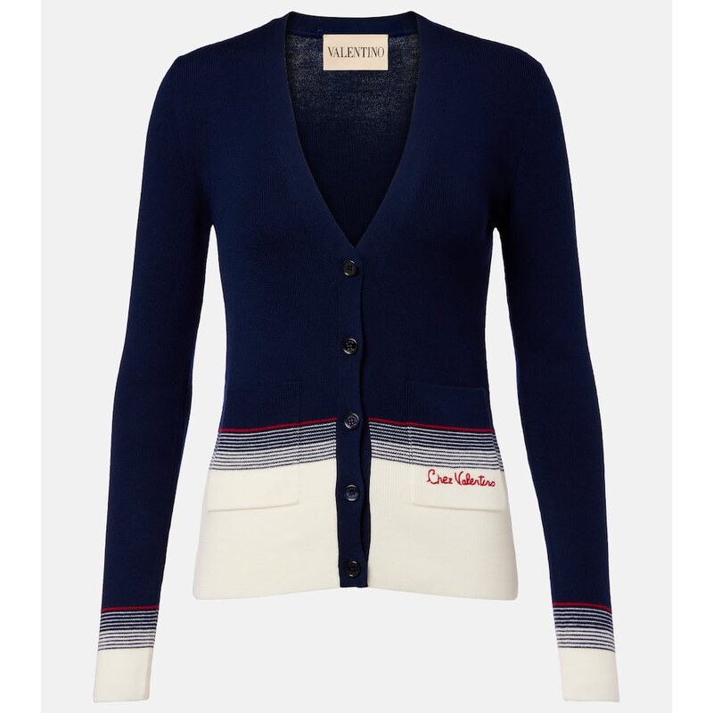 Valentino Striped virgin wool cardigan