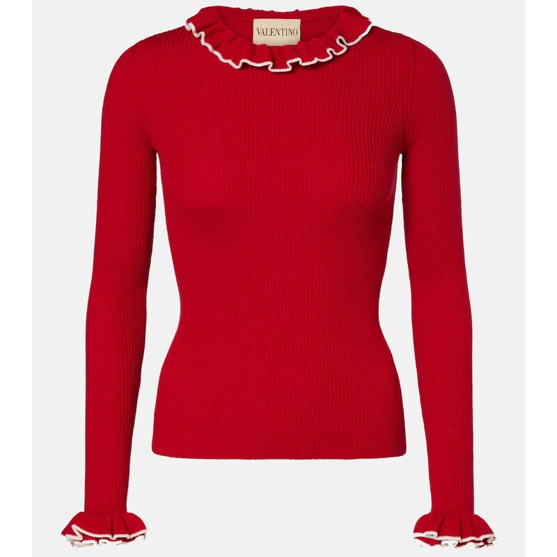 Valentino Ruffled virgin wool sweater