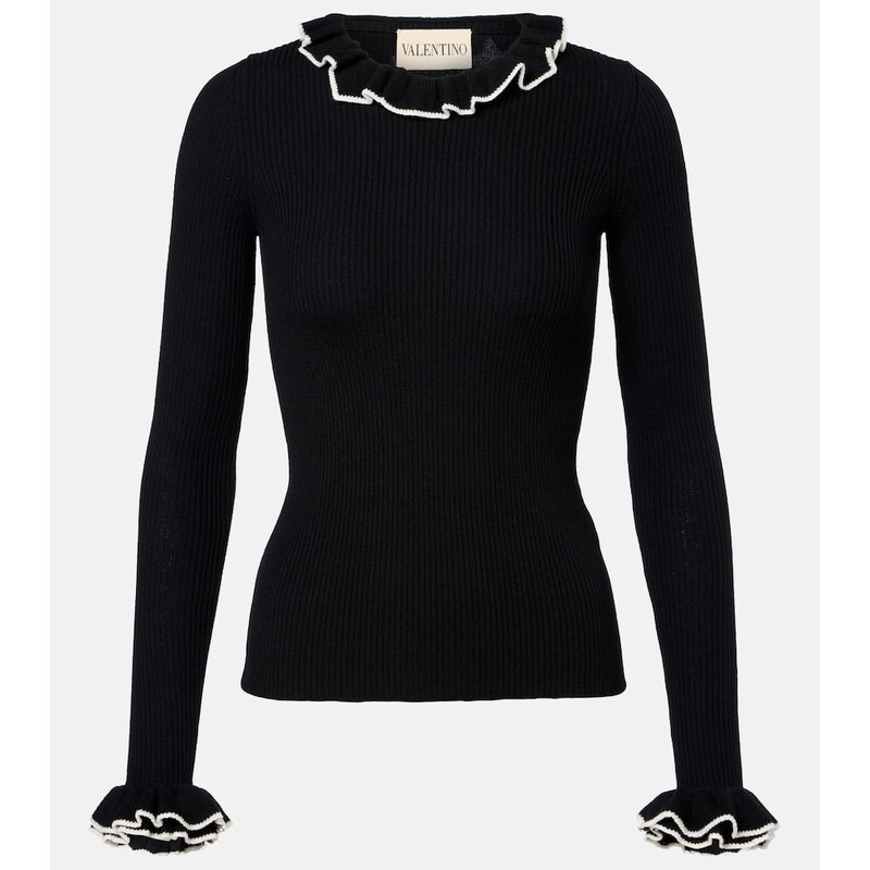 Valentino Ruffled virgin wool sweater
