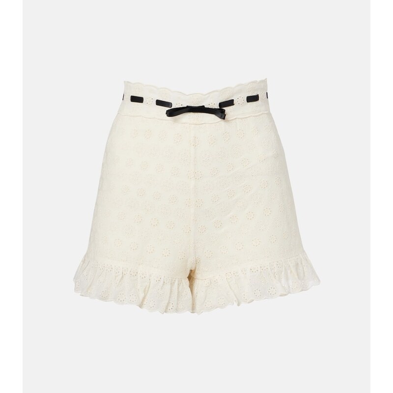 Valentino Floral ruffled cotton shorts