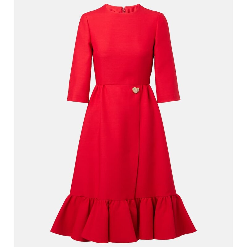 Valentino Crepe Couture embellished ruffled midi dress