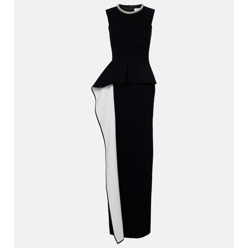 Roland Mouret Embellished peplum satin crÃªpe gown