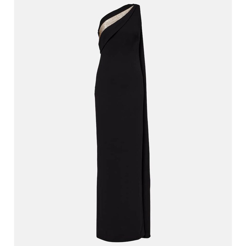 Roland Mouret Embellished one-shoulder cady gown