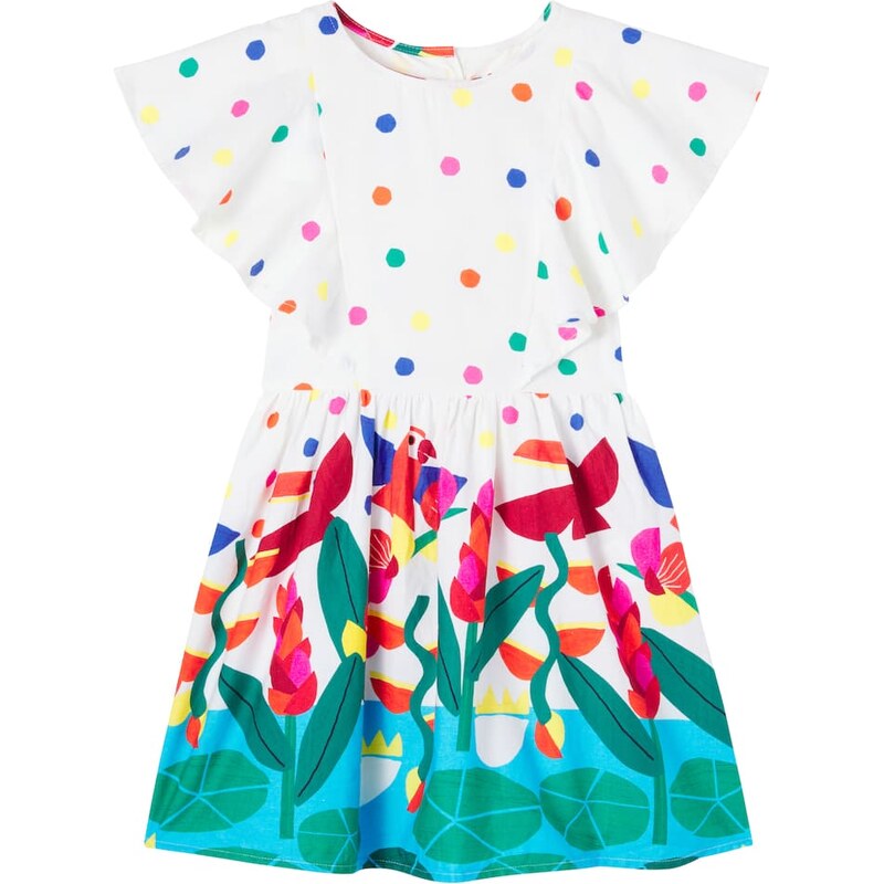Fábula Rainha das Águas printed cotton dress
