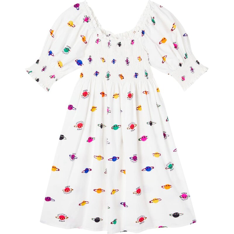 Fábula Printed smocked cotton dress