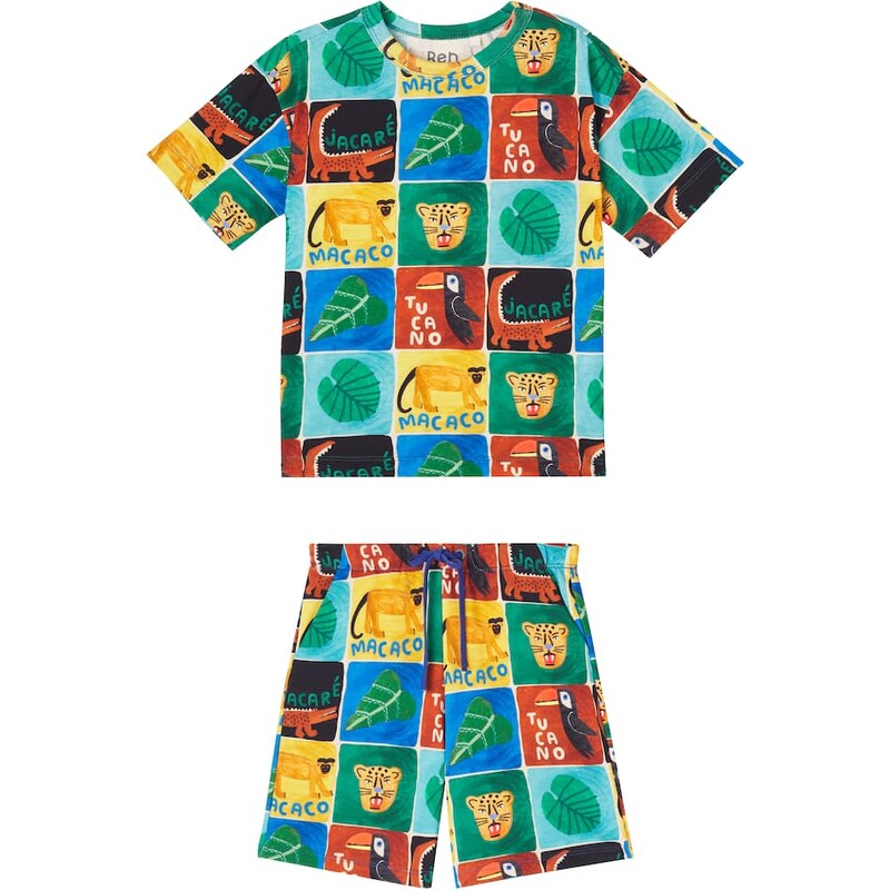 Fábula Printed cotton T-shirt and shorts set