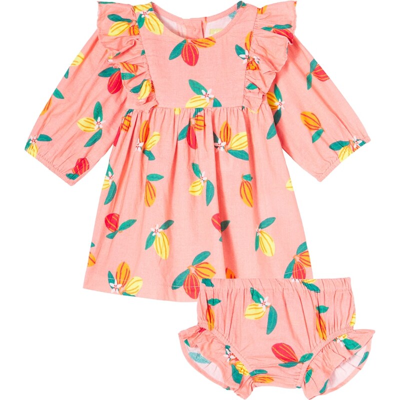 Fábula Baby cotton dress and bloomers set