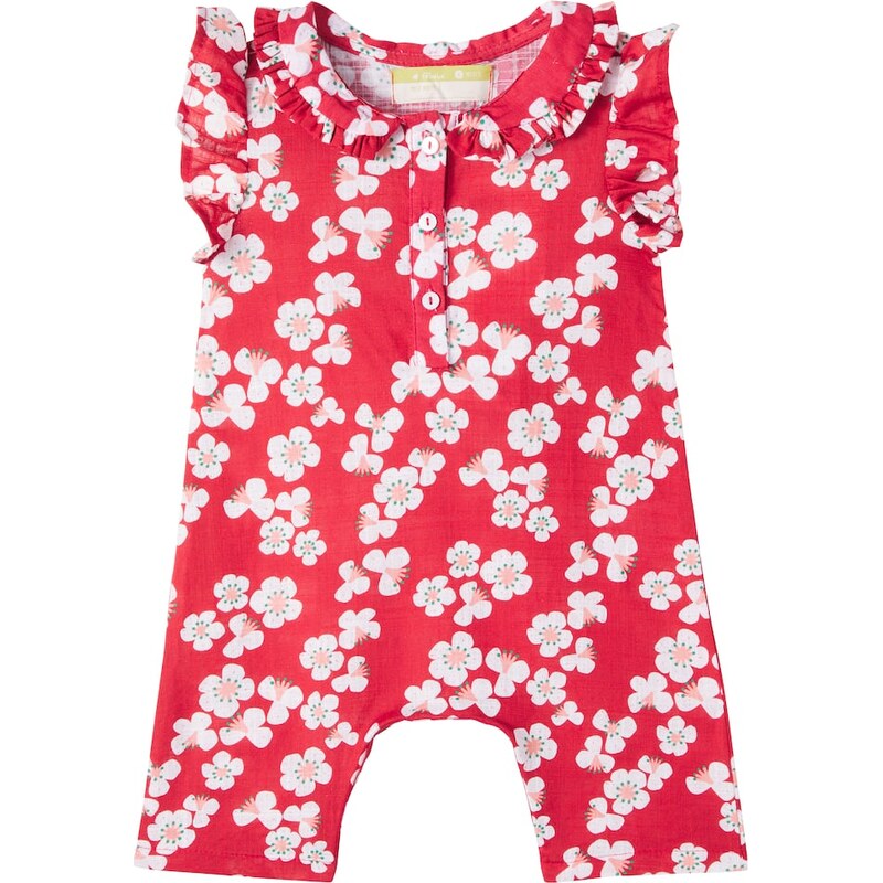 Fábula Baby floral ruffled cotton playsuit