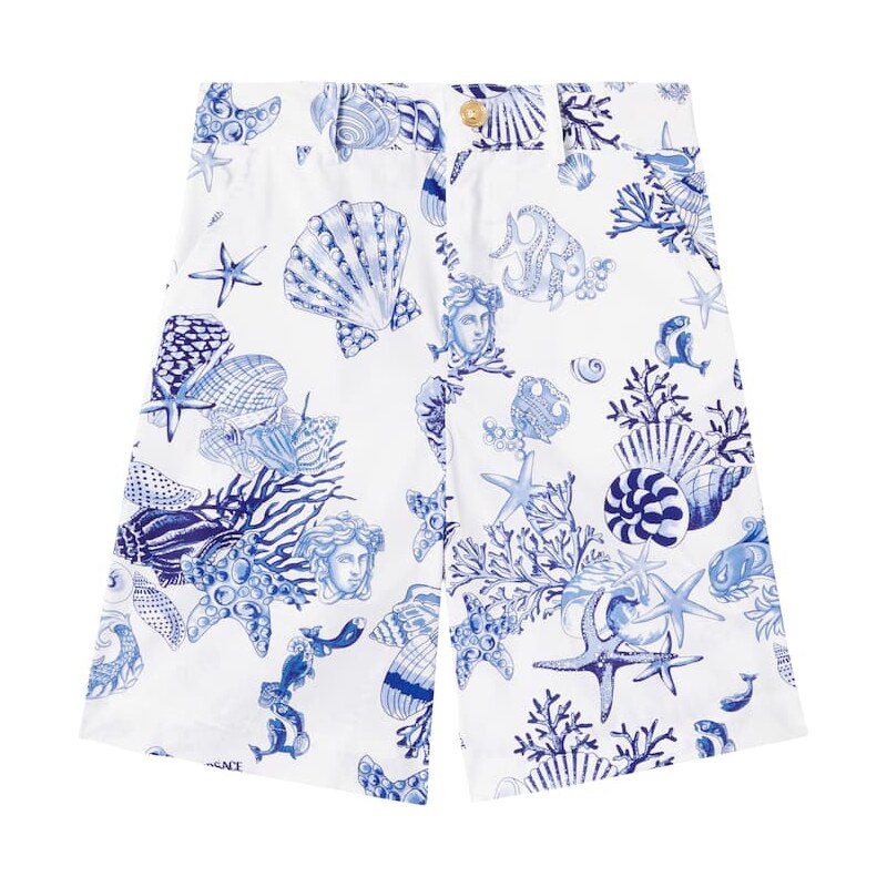 Versace Kids Coral Theatre cotton poplin shorts