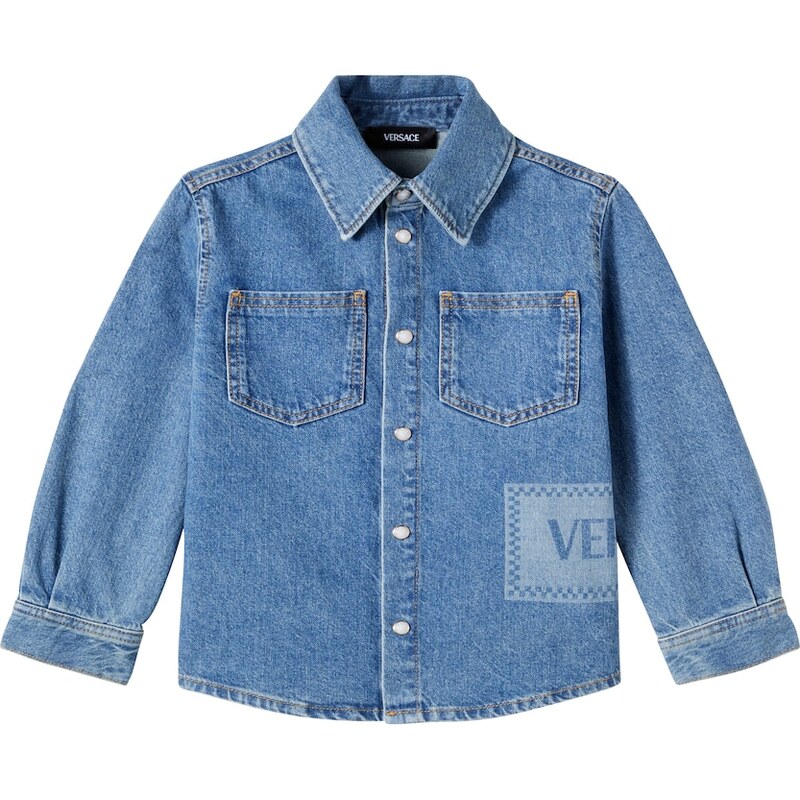 Versace Kids Logo denim shirt