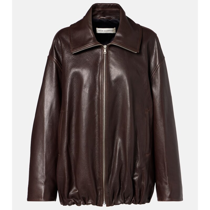 Nour Hammour Elisse leather bomber jacket