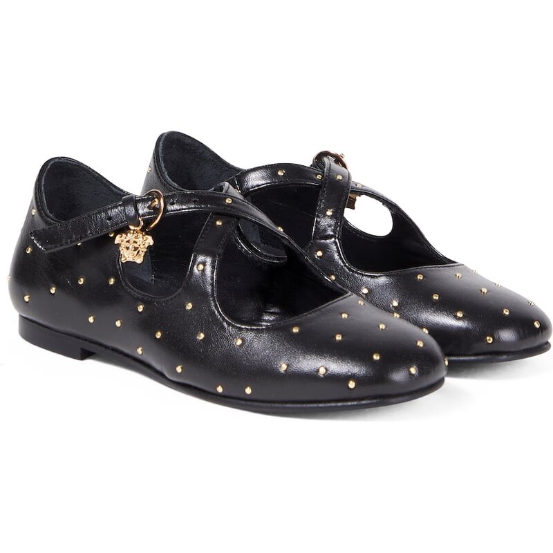 Versace Kids Medusa studded leather Mary Jane flats