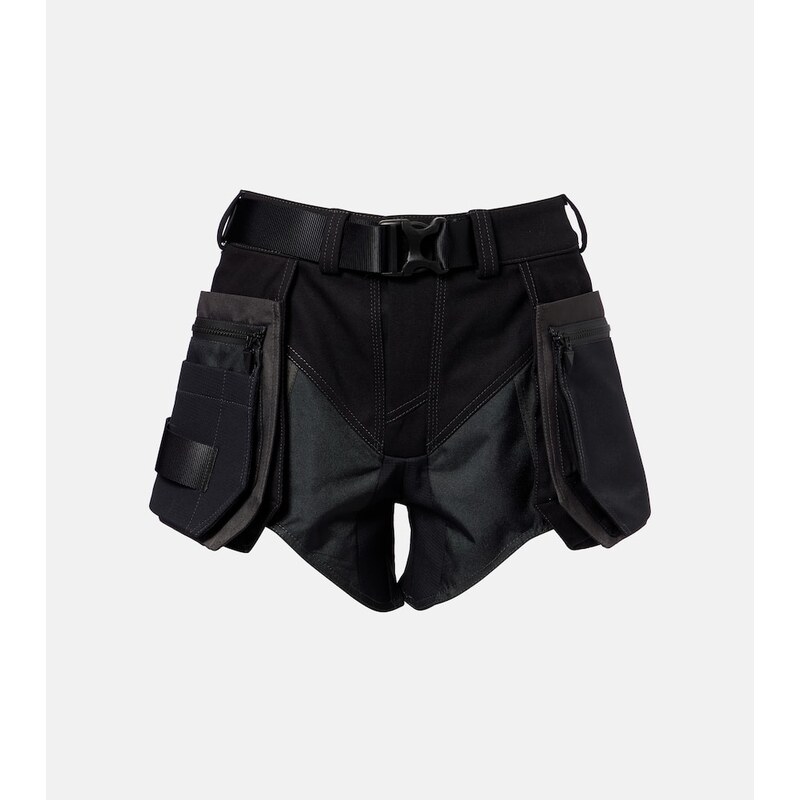 Mugler Belted low-rise cotton cargo shorts