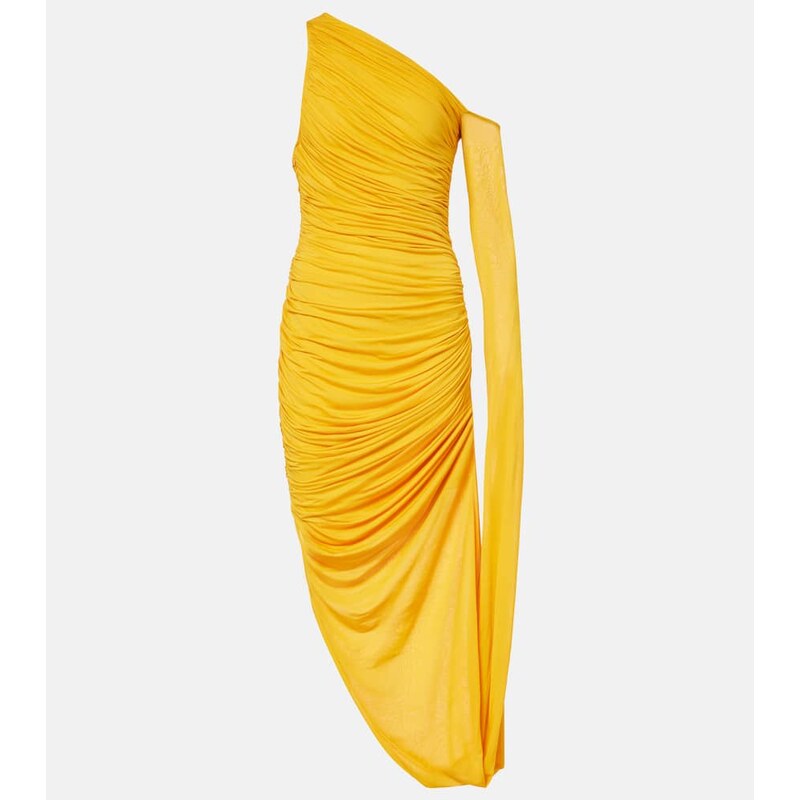 Mugler Draped one-shoulder jersey maxi dress