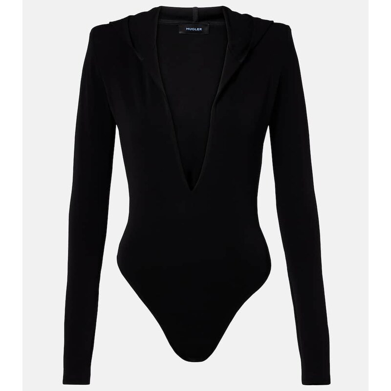 Mugler Hooded jersey bodysuit