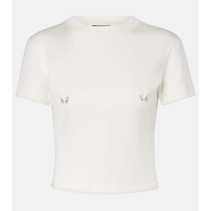 Mugler Embellished cotton jersey T-shirt