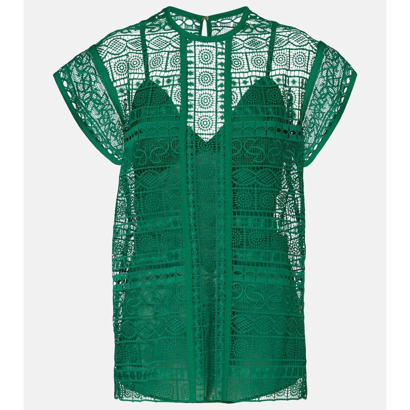 Dámský Elie Saab Macramé top v zelené barvě