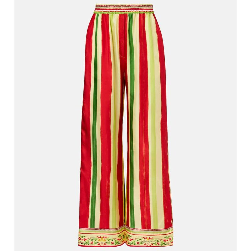 Dolce&Gabbana High-rise striped silk palazzo pants