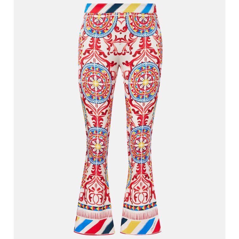 Dolce&Gabbana Cropped printed silk-blend flared pants