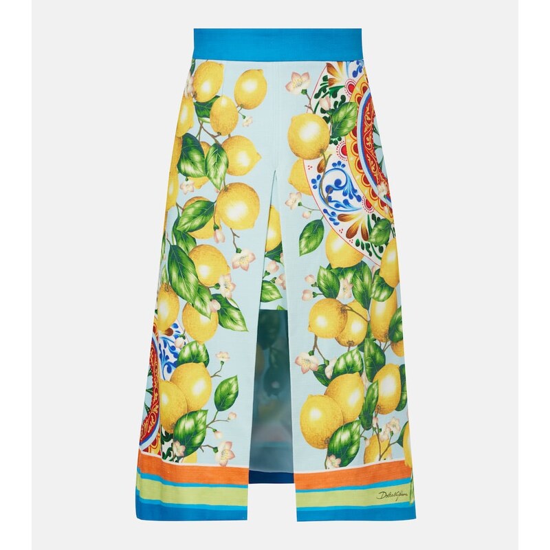 Dolce&Gabbana Layered printed cotton-blend midi skirt