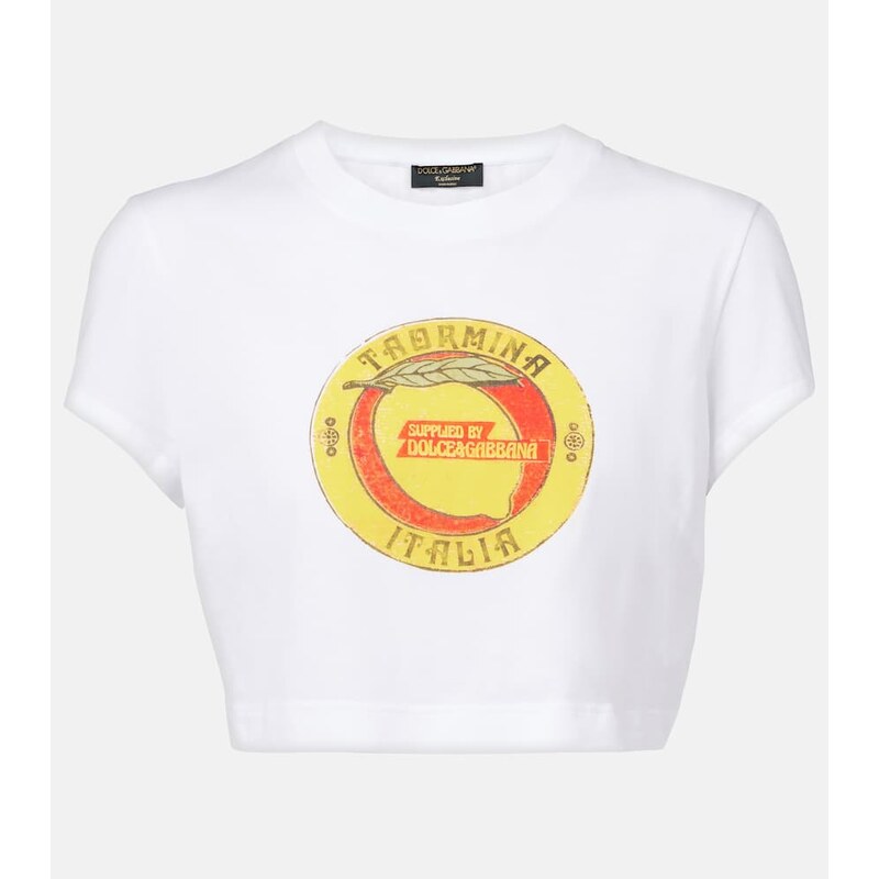 Dolce&Gabbana Cropped printed cotton T-shirt