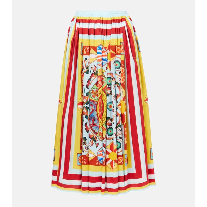 Dolce&Gabbana Pleated printed cotton midi skirt