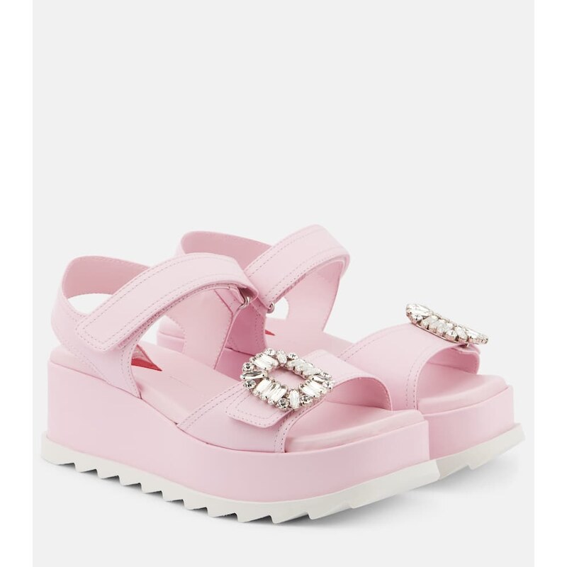Roger Vivier Embellished leather platform sandals