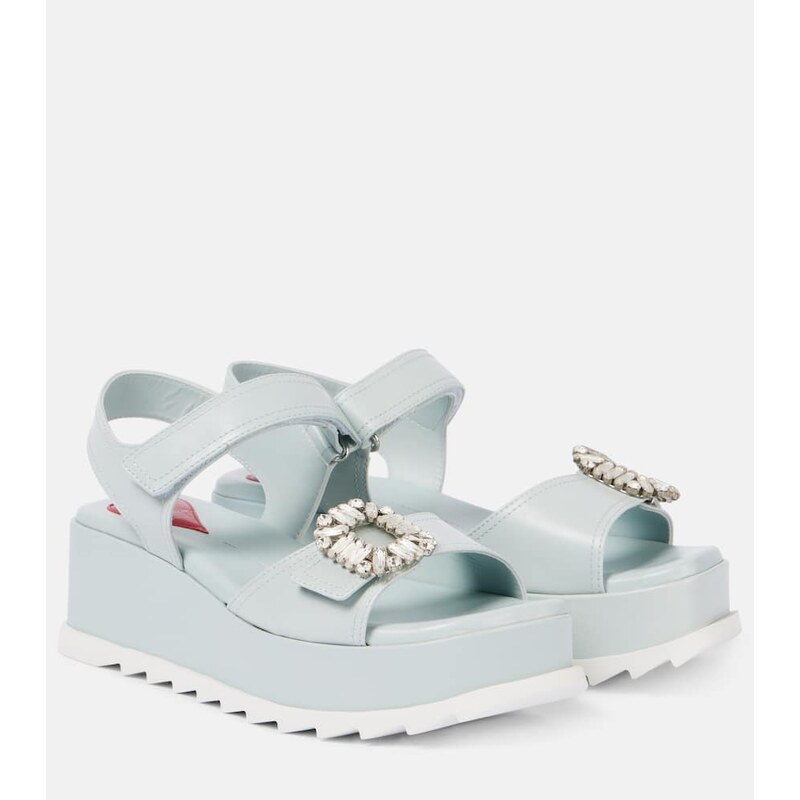 Roger Vivier Embellished leather platform sandals