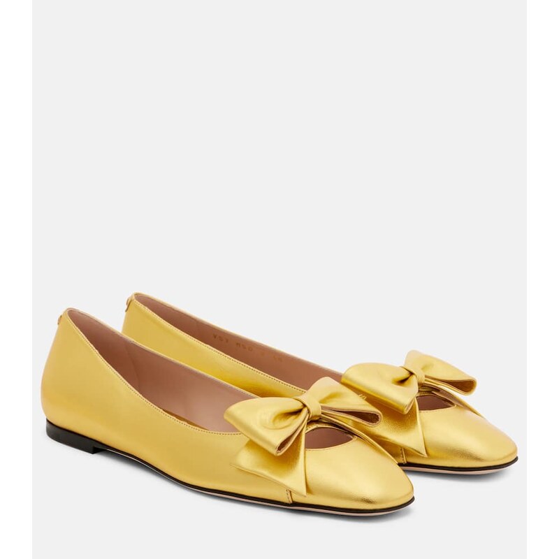 Valentino Garavani Bowow metallic leather ballet flats