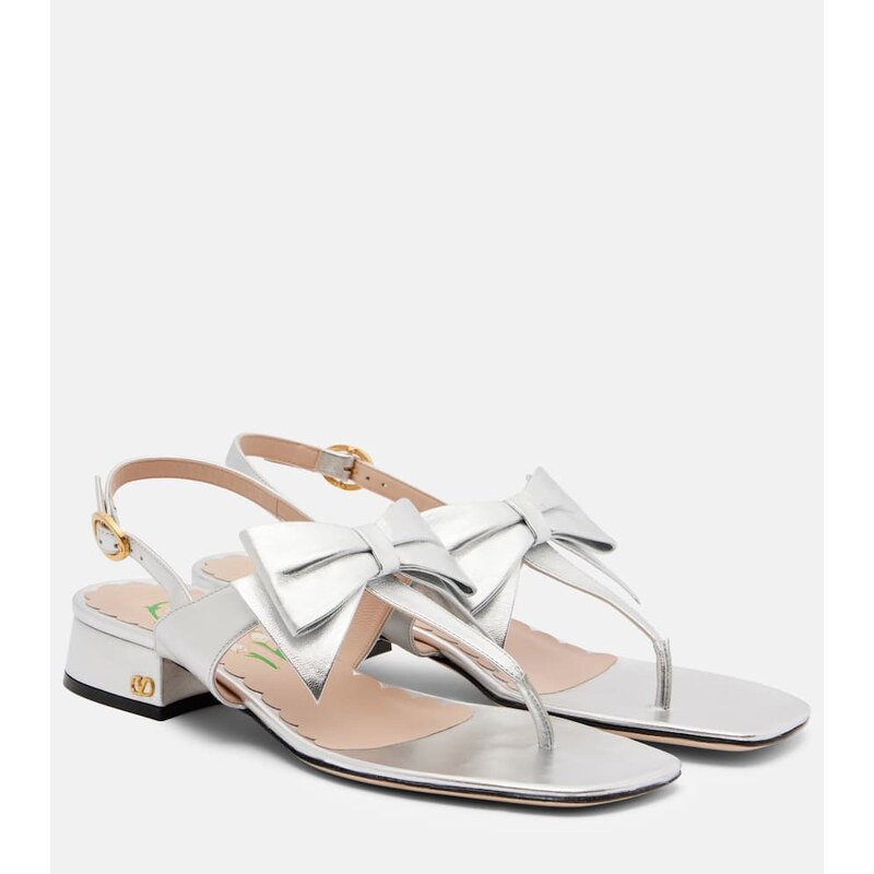 Valentino Garavani Bowow 25 metallic leather thong sandals