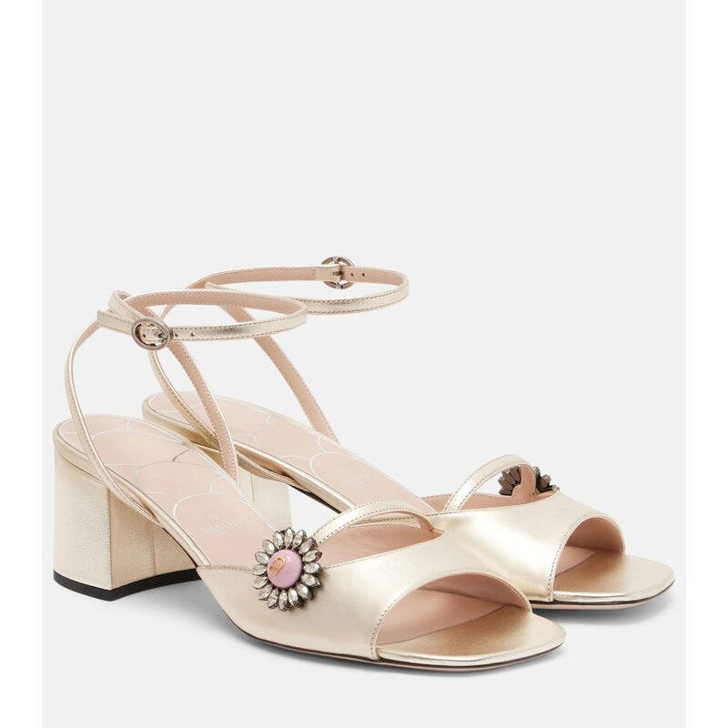 Valentino Garavani Daisy Jewel 55 metallic leather sandals