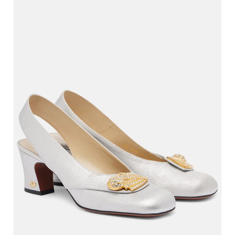 Valentino Garavani Adamantine embellished satin slingback pumps