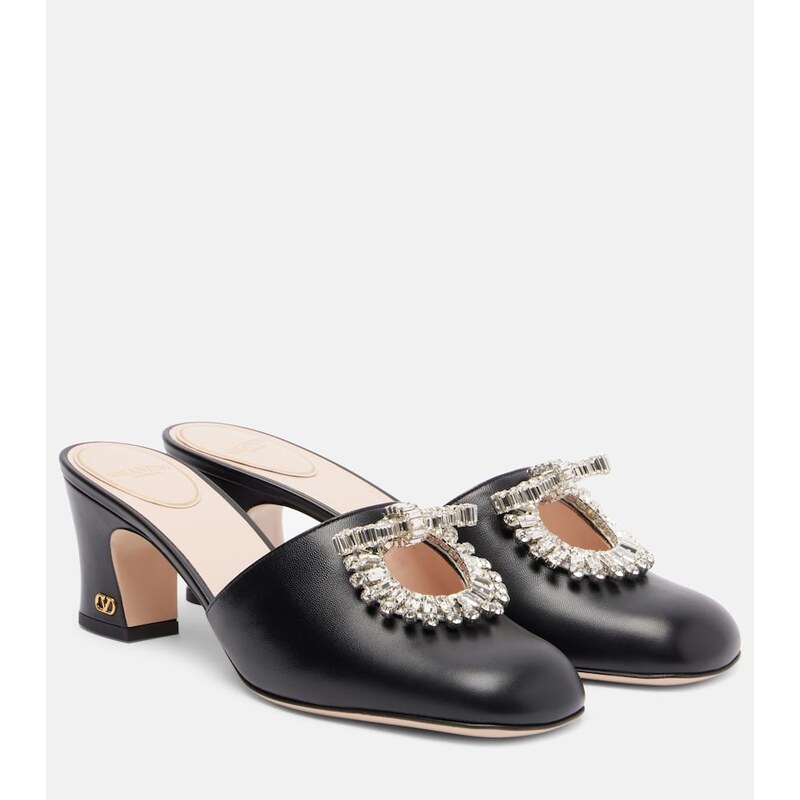 Valentino Garavani Adamantine 60 embellished leather mules