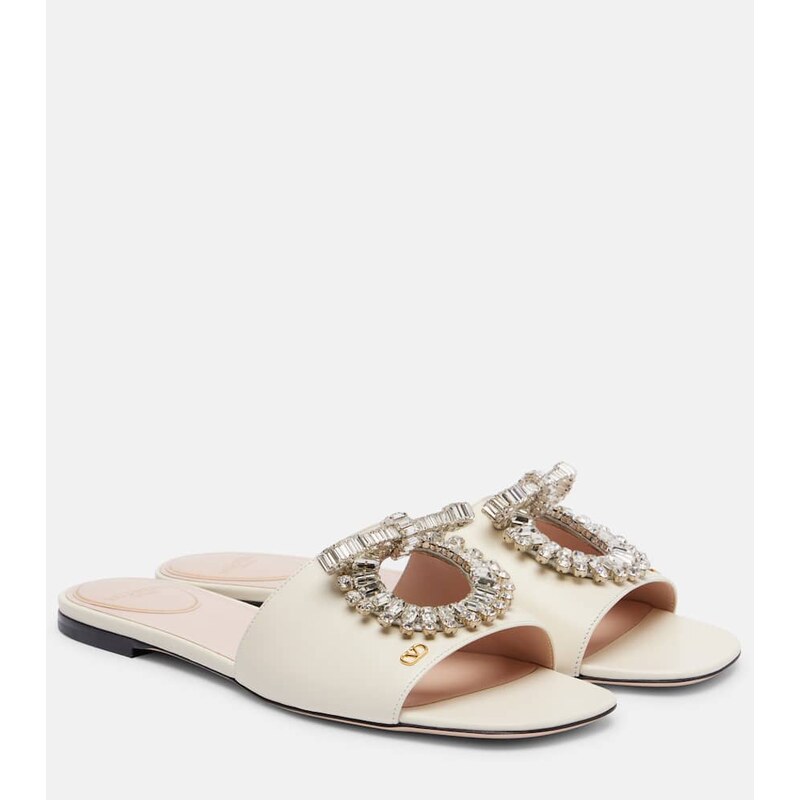 Valentino Garavani Adamantine embellished leather slides