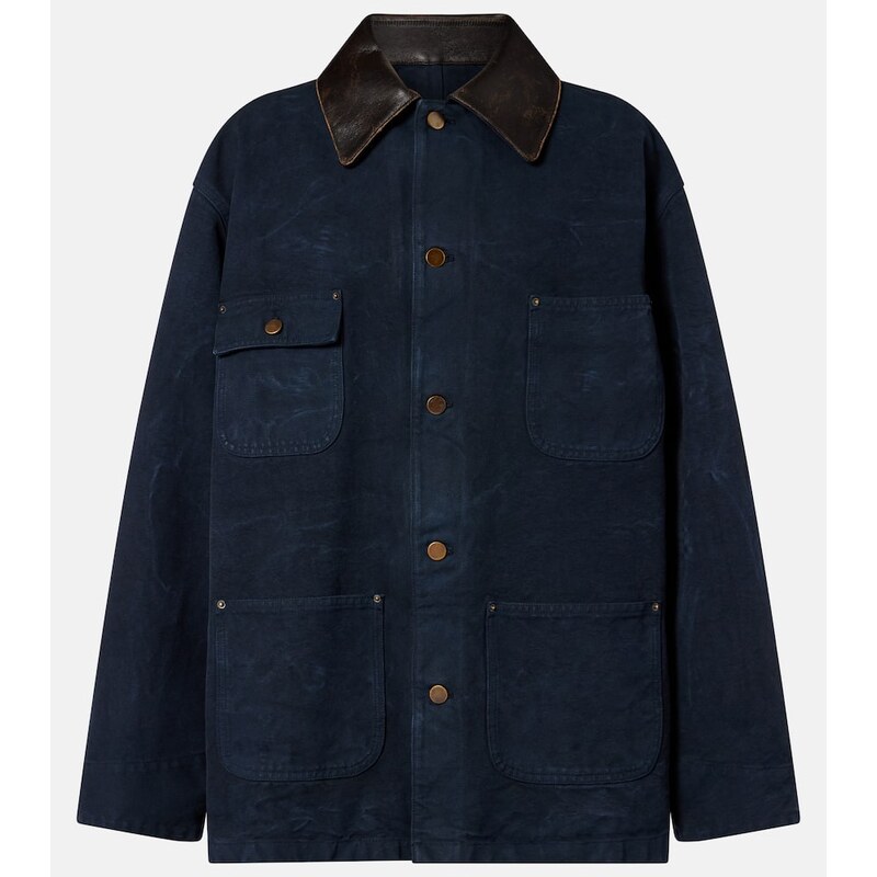 Prada Oversized cotton leather-trimmed jacket
