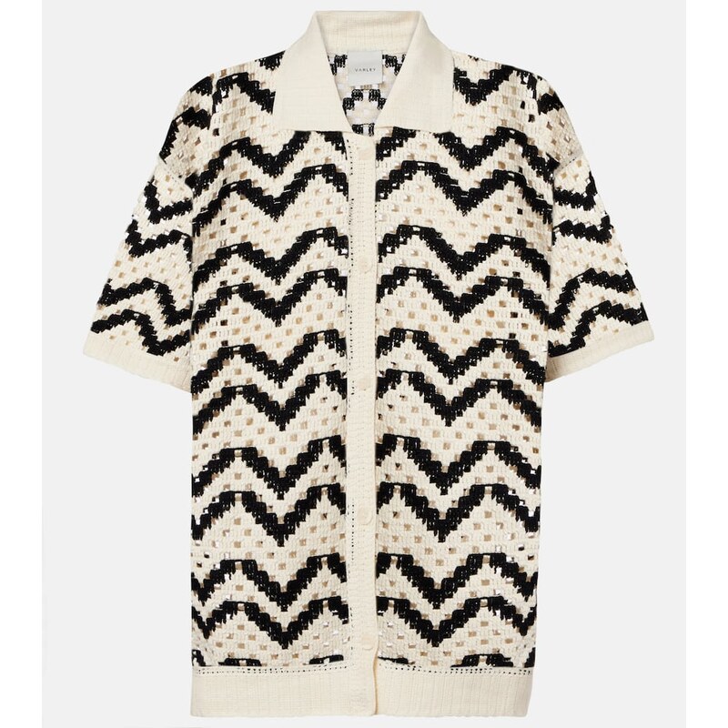Varley Anais crochet cotton polo shirt