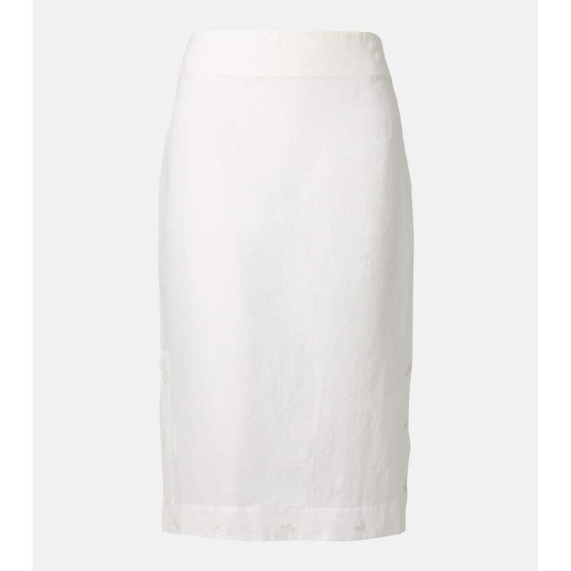 Róhe Floral semi-sheer organza pencil skirt