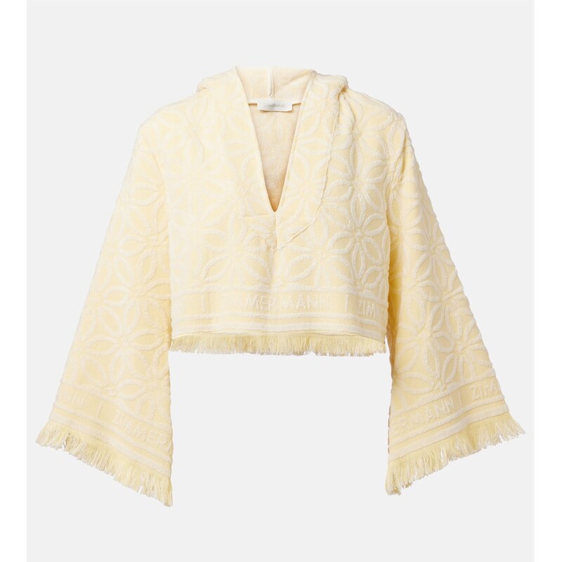 Zimmermann Coco hooded cotton terry crop top