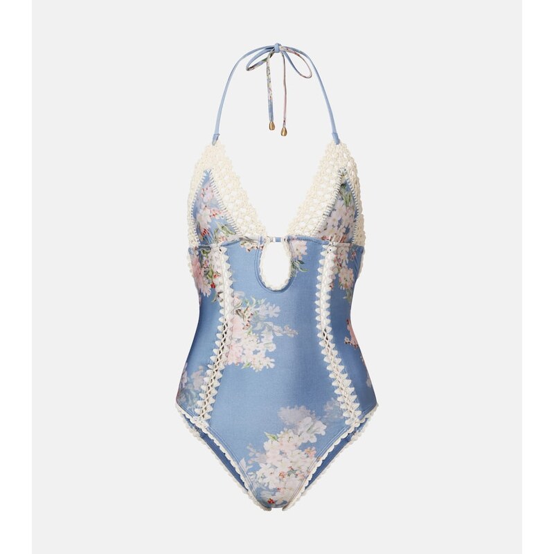 Zimmermann Cascadian crochet keyhole cutout swimsuit