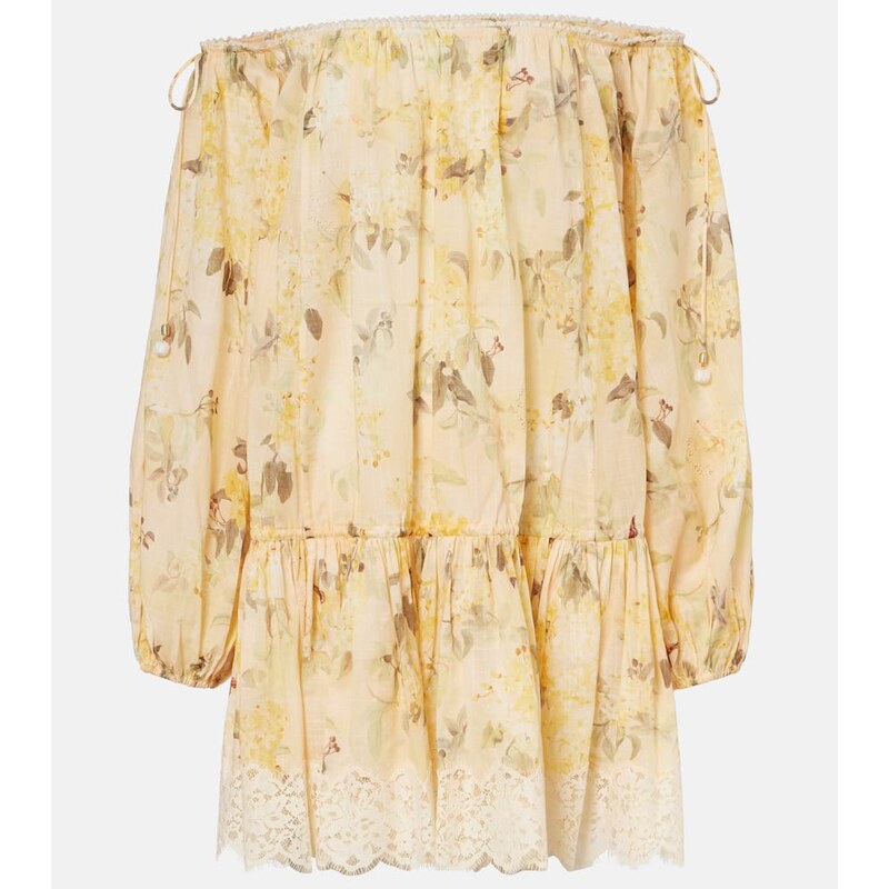 Zimmermann Floral semi-sheer cotton minidress