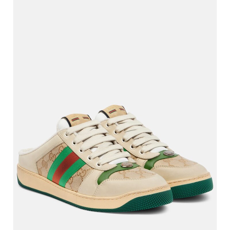 Gucci Screener GG Canvas Web Stripe mules