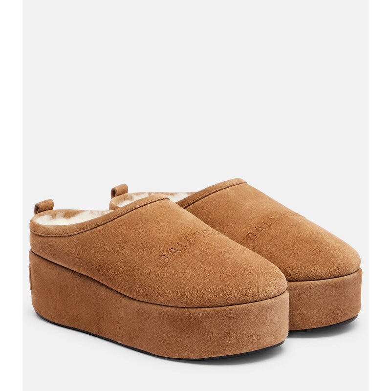 Balenciaga Alaska suede platform mules