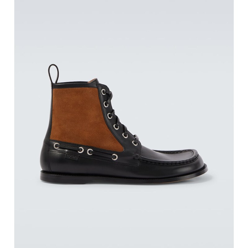 Loewe Campo suede and leather lace-up boots