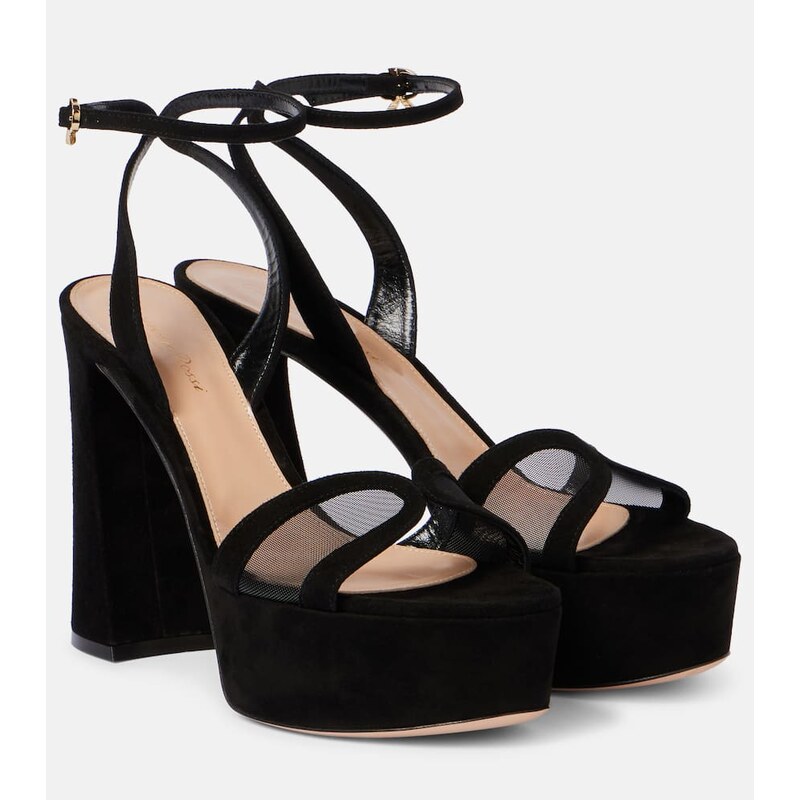 Gianvito Rossi 120 suede and mesh platform sandals